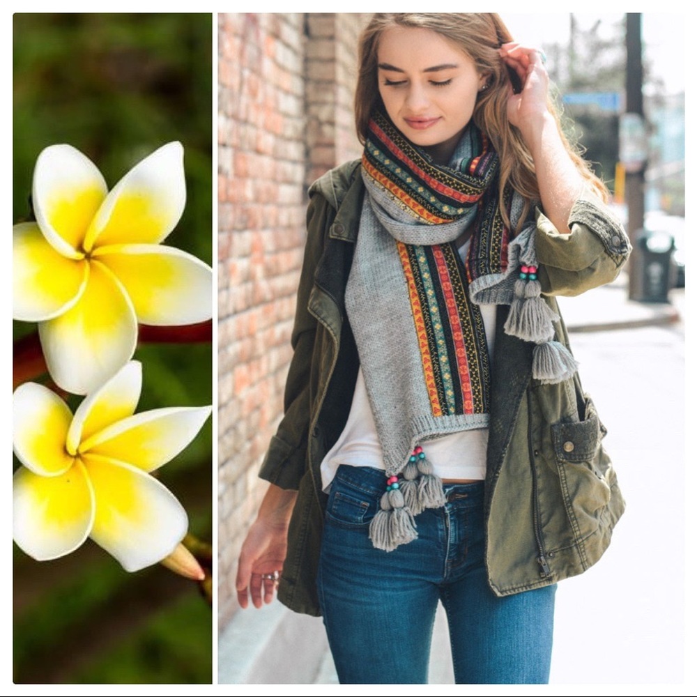 Bohemian Knit Braided & Tassel Scarf - Picture 6 of 8